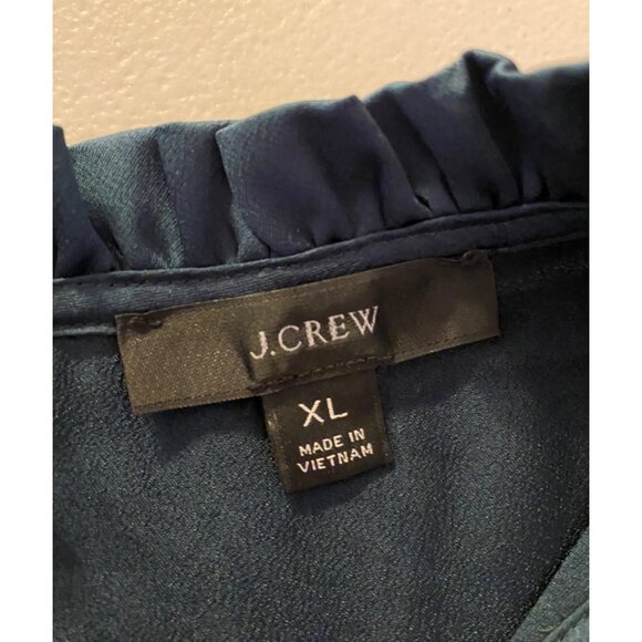 J Crew Ruffled Neck Blouse Lace Trim Short-Sleeve XL Lightweight - Picture 4 of 9